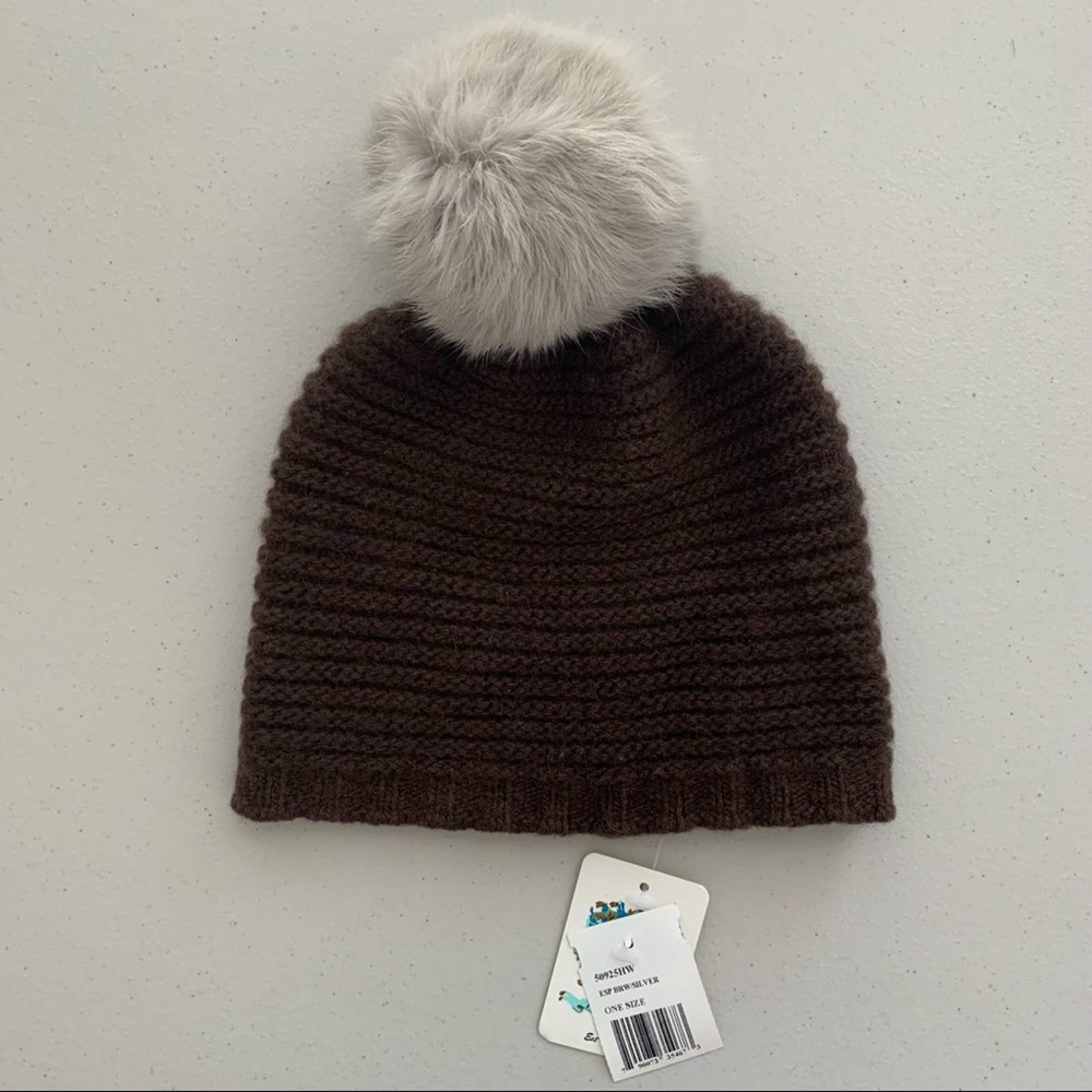 Portolano Cashmere/Extra Fine Wool/Silk Blend Beanie with Real Rabbit Fur